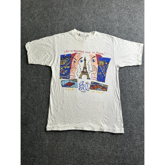 Paris Blues Other - Men's 90s Paris France Energy Play Graphic T-Shirt Eiffel Tower, Size L